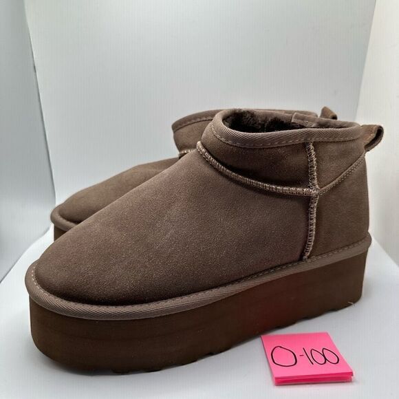 CUSHIONAIRE Women's Genuine Suede pull platform boot +Memory Foam 8 WIDE TAUPE - Picture 3 of 7